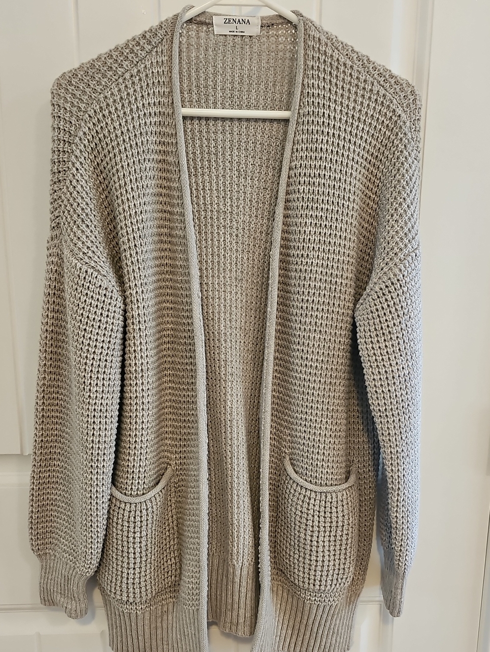 Zenana Outfitters Open-Front Chunky Cardigan - Light Taupe